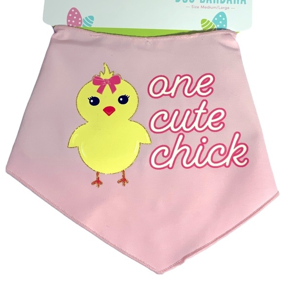 Easter Dog Bandana Yellow Easter Chick Graphic Tie Med/Large Neck Size 15-18 in - Picture 8 of 9